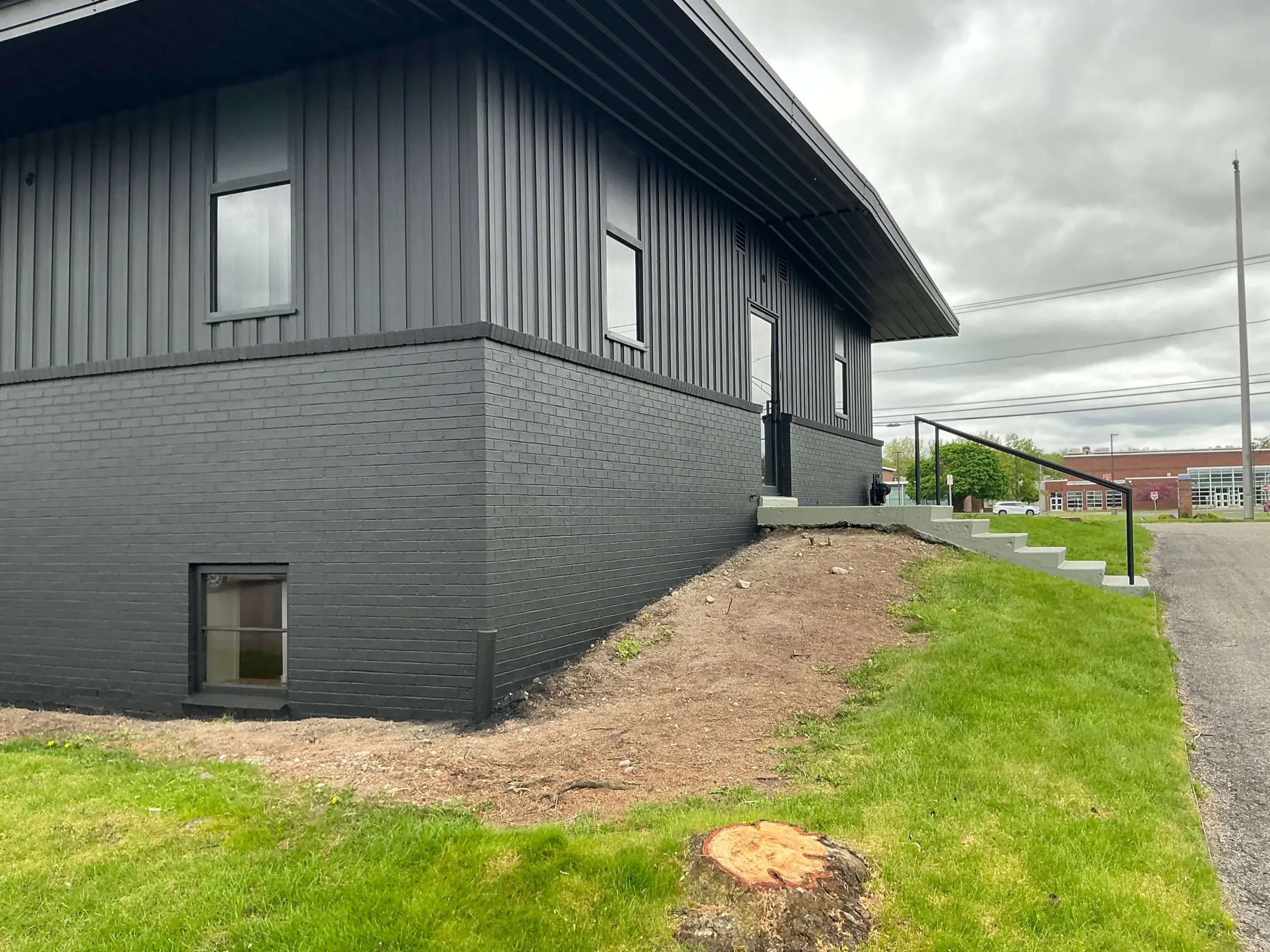 Buffalo commercial space painted black exterior