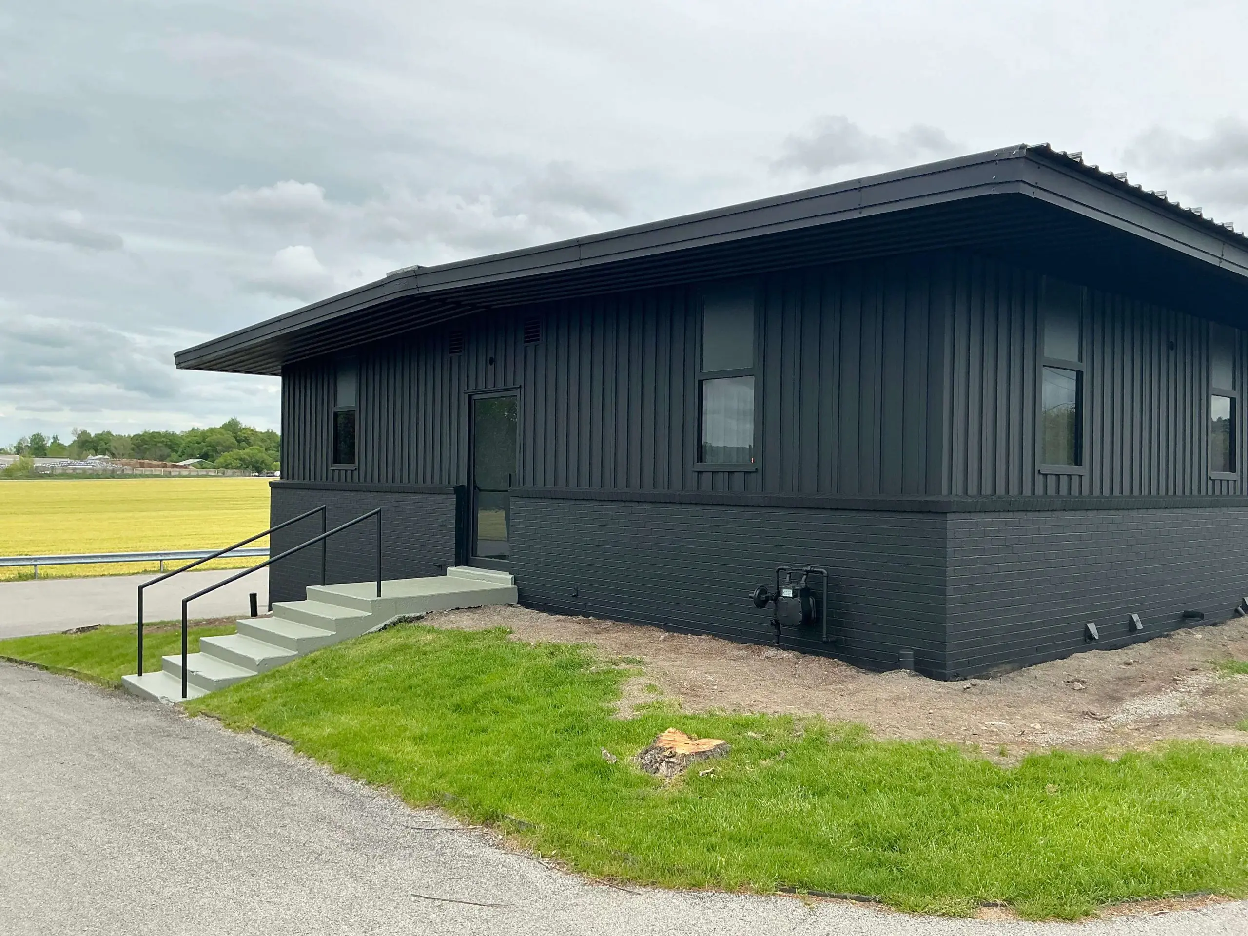 Buffalo commercial space painted black exterior