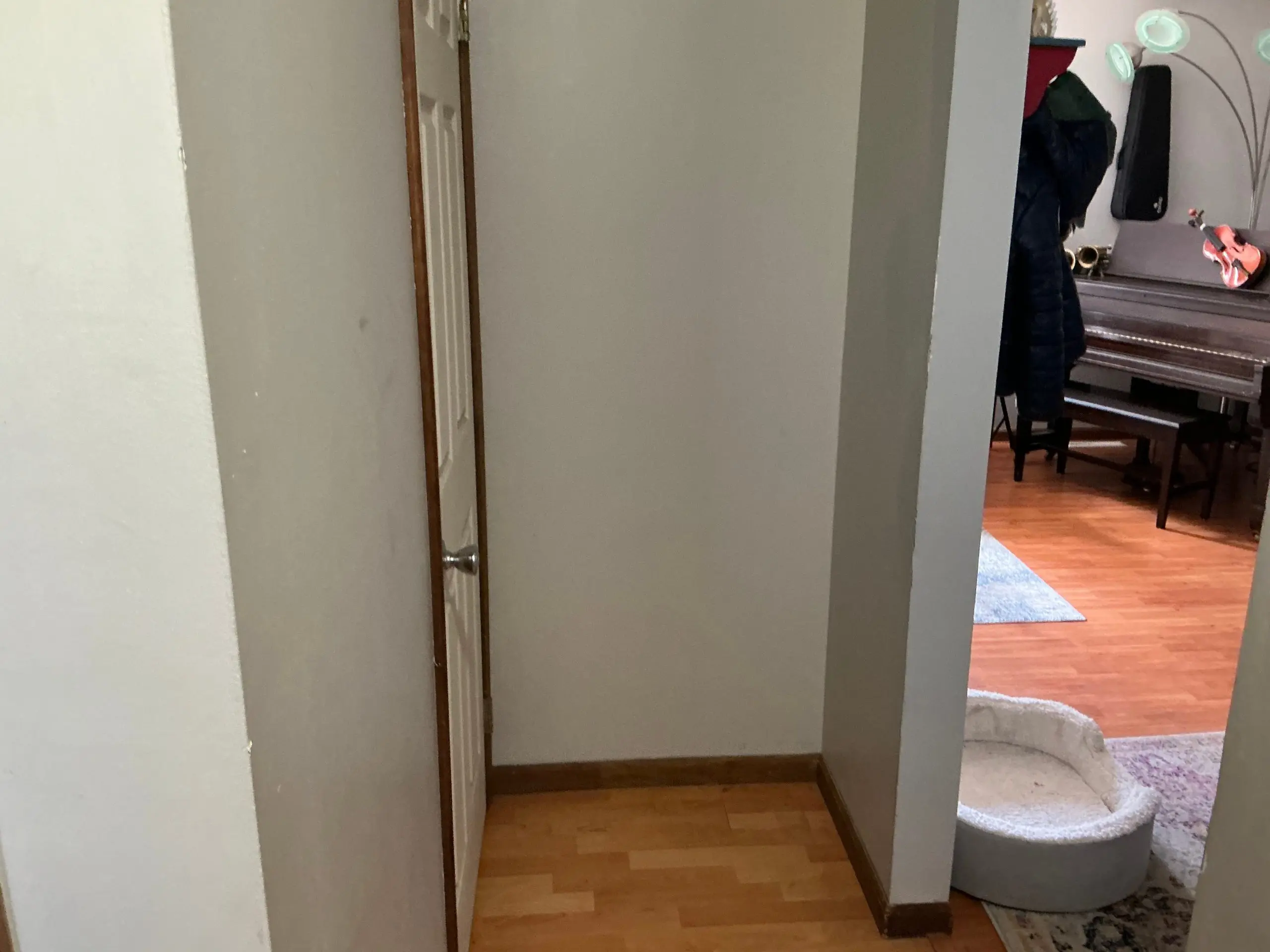 hallway walls painted light gray in Rochester home