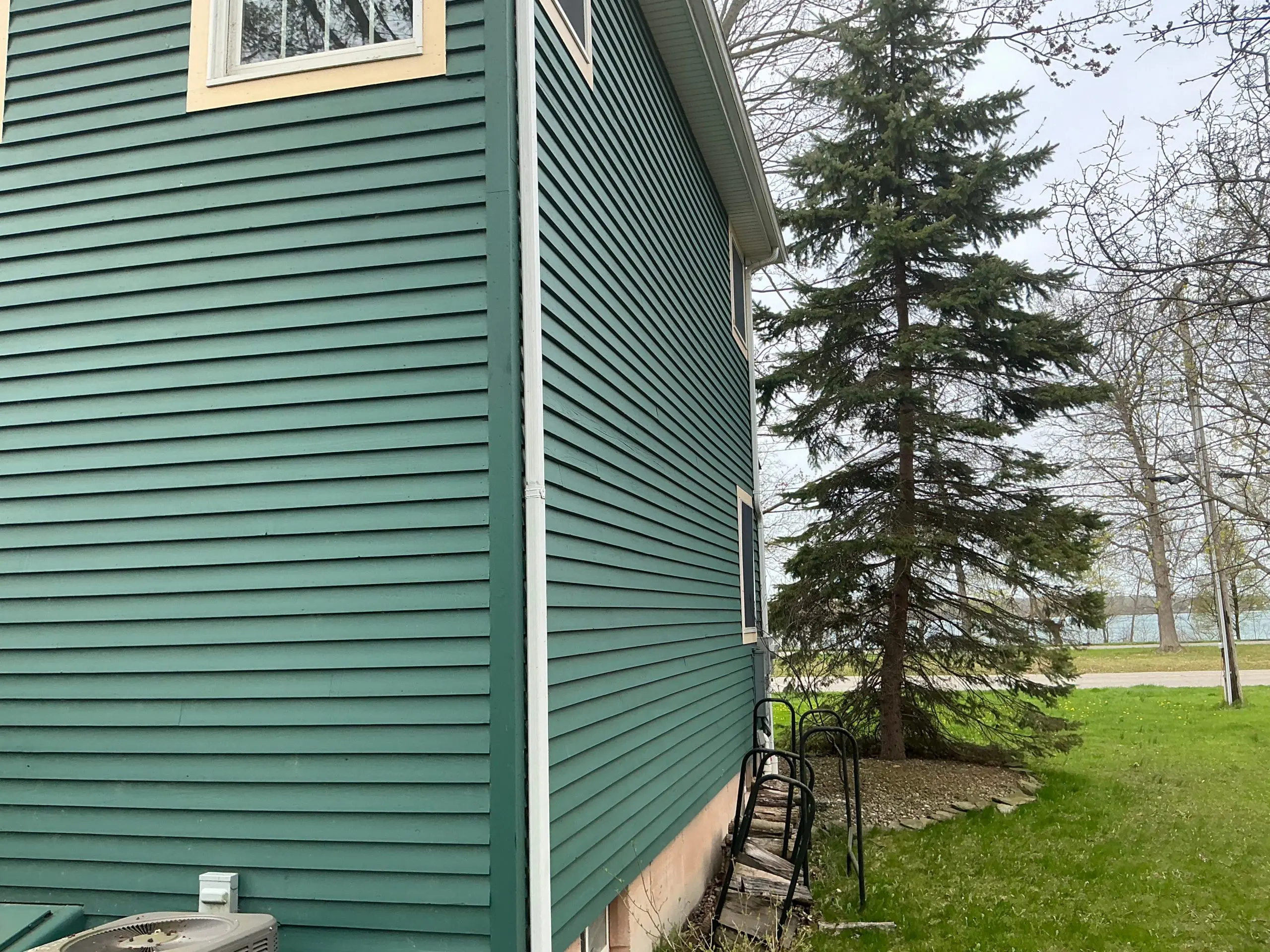 residential Buffalo house painted modern green