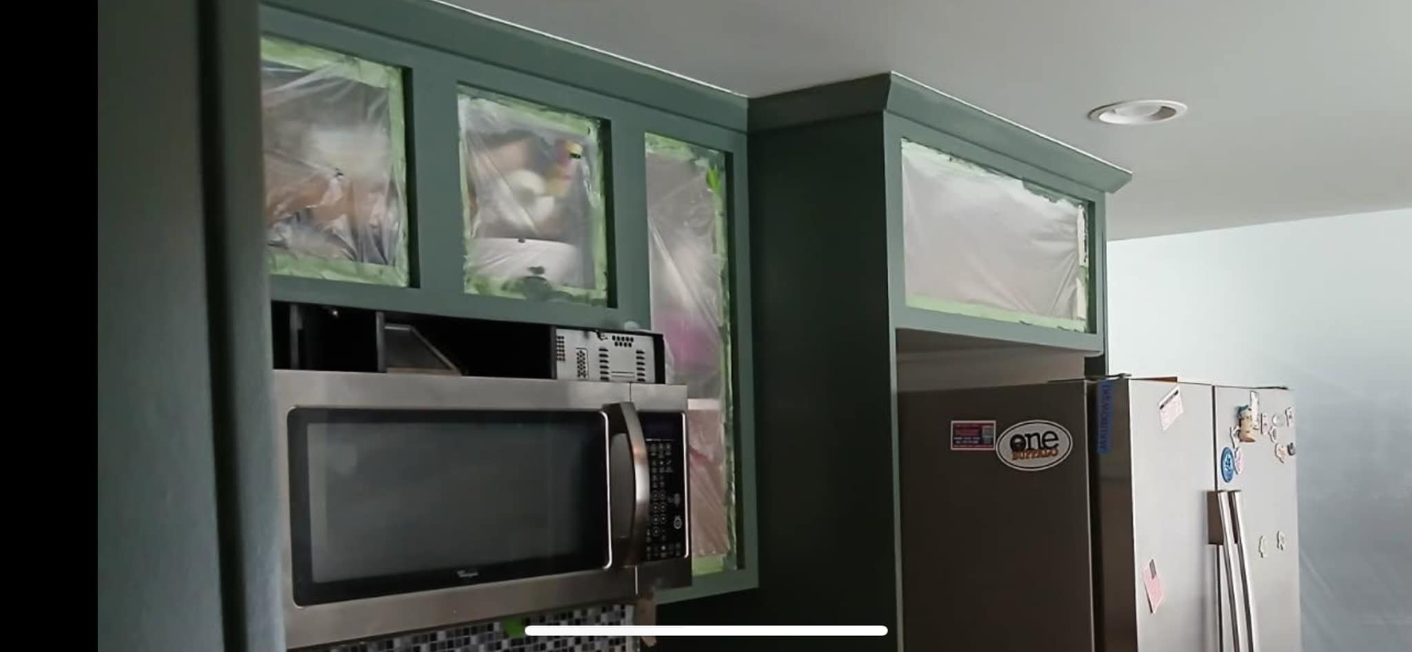 outdated cabinets refinished pine green in Rochester
